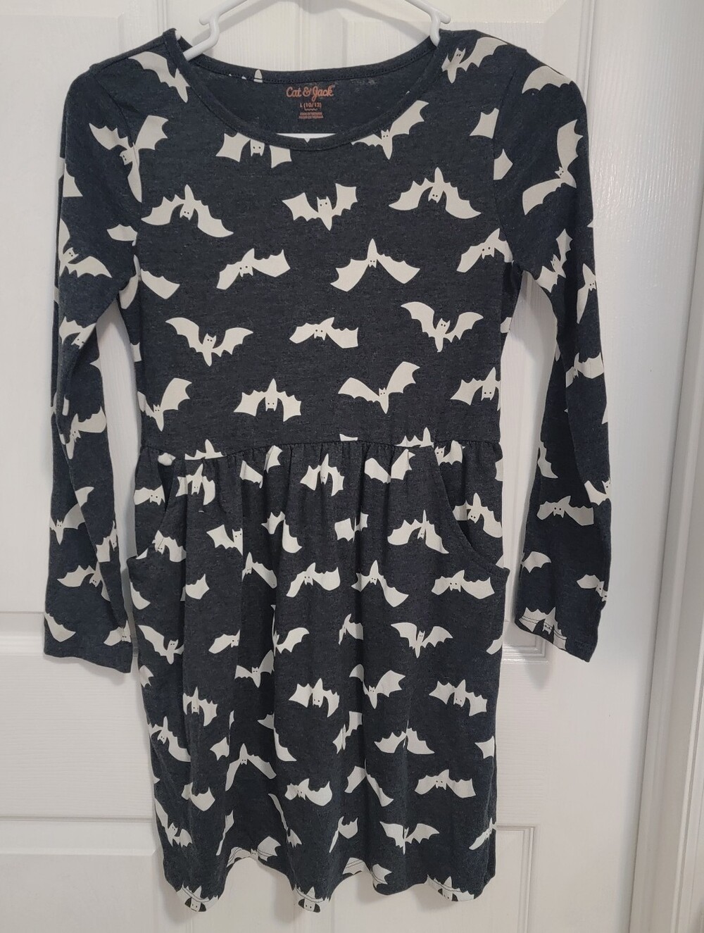Cat & Jack Girls Halloween Bat Print Dress Size L 10/12